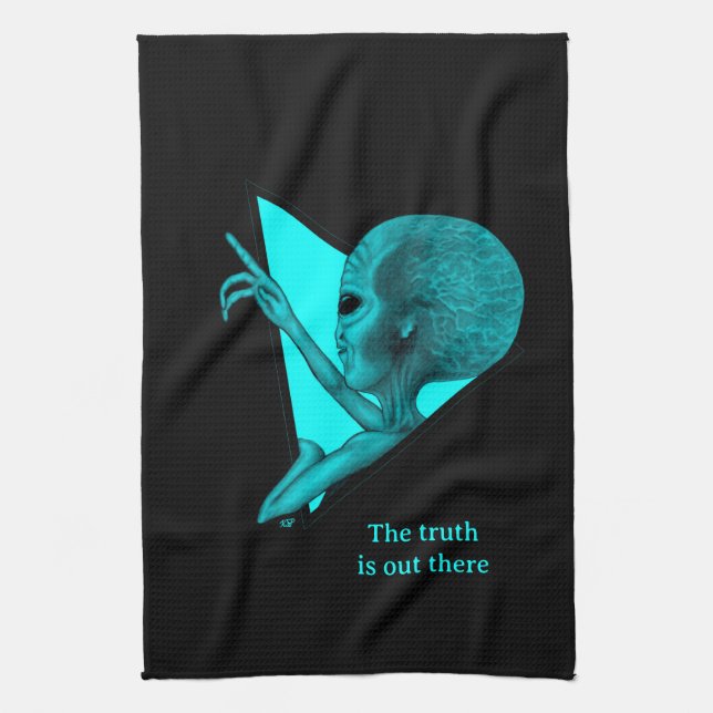 Grey Alien, the truth is out there Kitchen Towel (Vertical)
