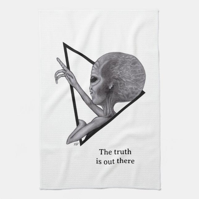 Grey Alien, the truth is out there Kitchen Towel (Vertical)