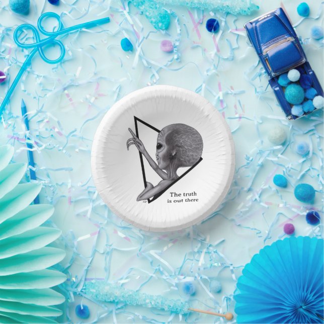 Grey Alien, the truth is out there Paper Plate (Party)