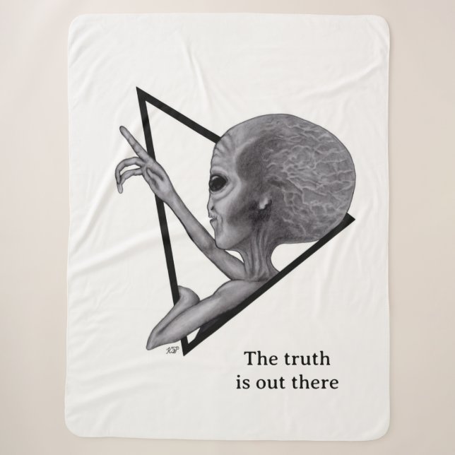 Grey Alien, the truth is out there Sherpa Blanket (Front)