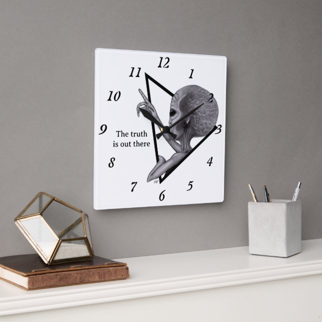 Grey Alien, the truth is out there Square Wall Clock (Office)