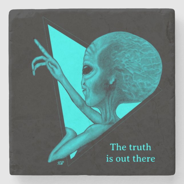 Grey Alien, the truth is out there Stone Coaster (Front)