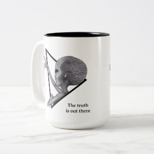 Grey Alien, the truth is out there Two-Tone Coffee Mug