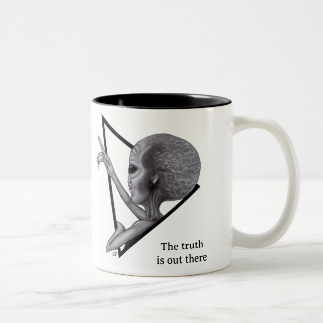 Grey Alien, the truth is out there Two-Tone Coffee Mug (Right)