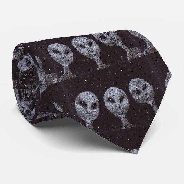 Grey Aliens Tie (Rolled)
