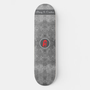 Grey Alligator Leather Scales Custom Monogram Skateboard