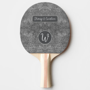 Grey Alligator Leather Scales Reptile Monogram Ping Pong Paddle