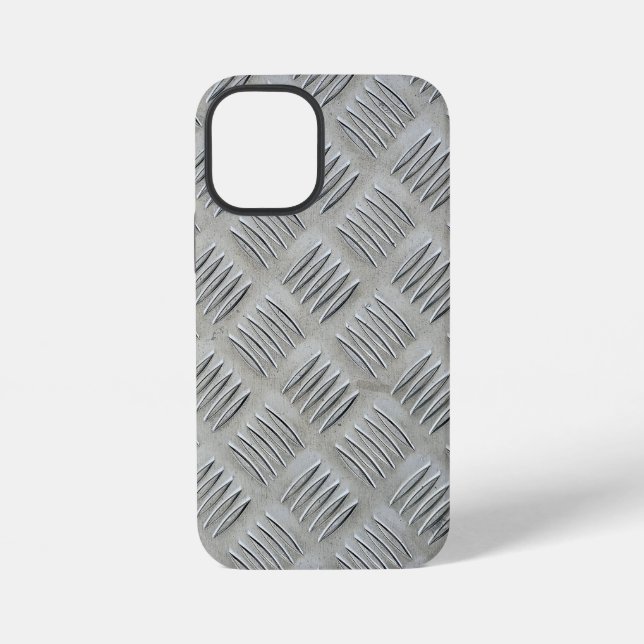 Grey Aluminum Diamond Plate Pattern iPhone Case (Back)