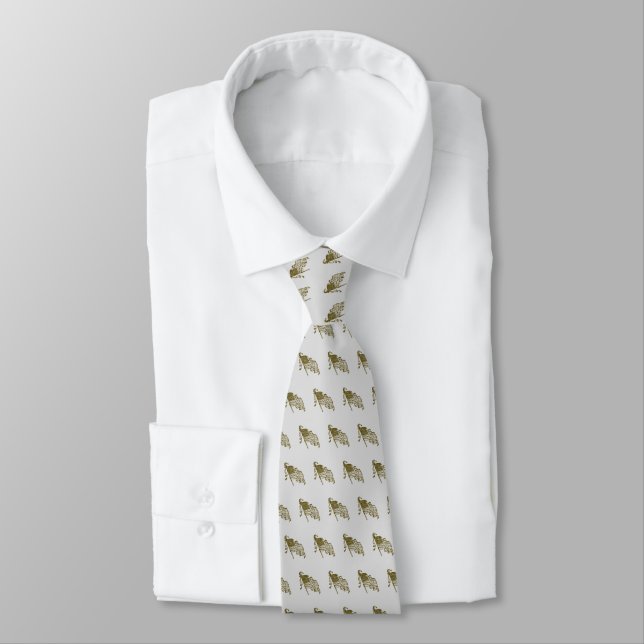 Grey American Flag Necktie with Eagle (Tied)