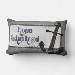 grey anchor with scripture verse lumbar pillow