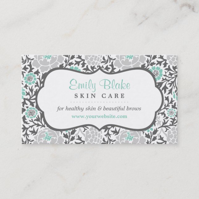 Grey and Aqua Floral Damask Appointment (Front)