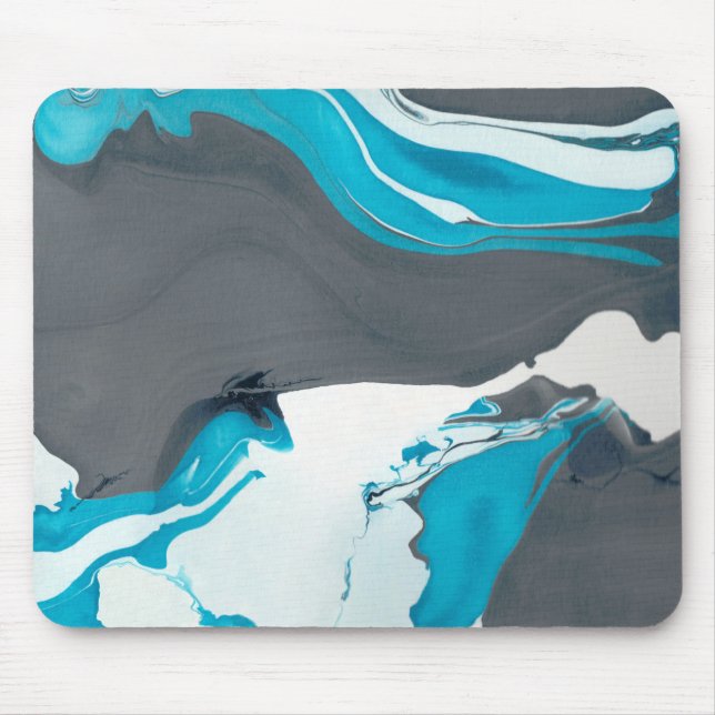 grey and aqua marble design mouse pad (Front)