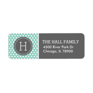 Grey and Aqua Polka Dots Monogram