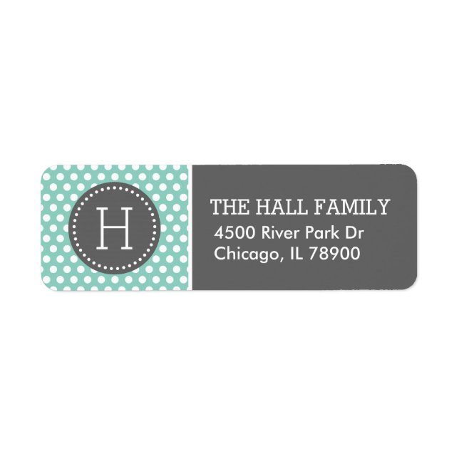 Grey and Aqua Polka Dots Monogram (Front)