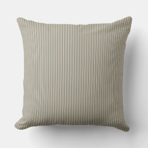 Grey and Beige Ticking Stripe Throw Pillow