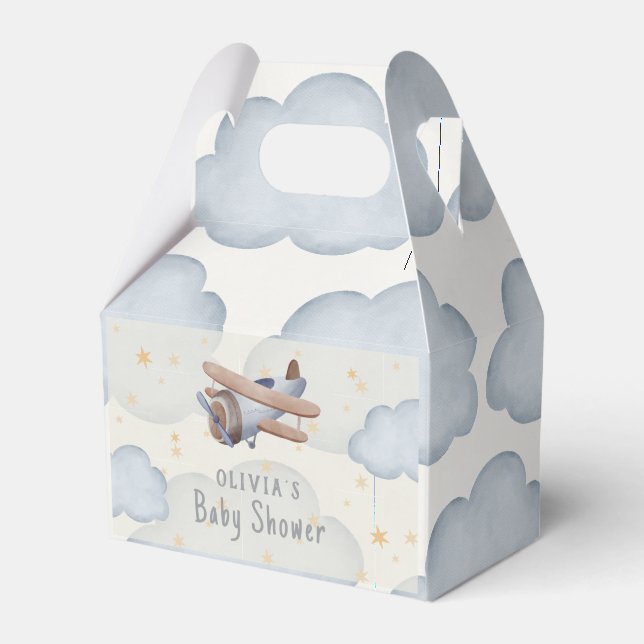Grey And Beige Watercolor Baby Shower Favor Box (Front Side)