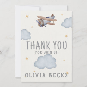 Grey And Beige Watercolor Baby Shower Thank You Card