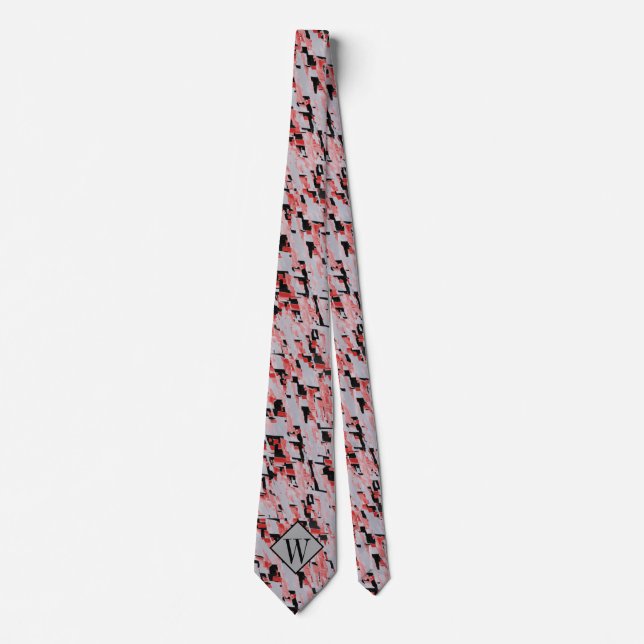 Grey and Black Abstract Pattern Tie (Front)