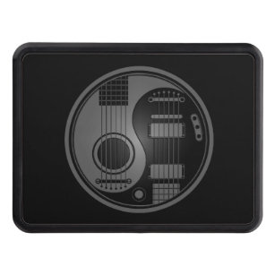 Grey and Black Acoustic Electric Guitars Yin Yang Trailer Hitch Cover