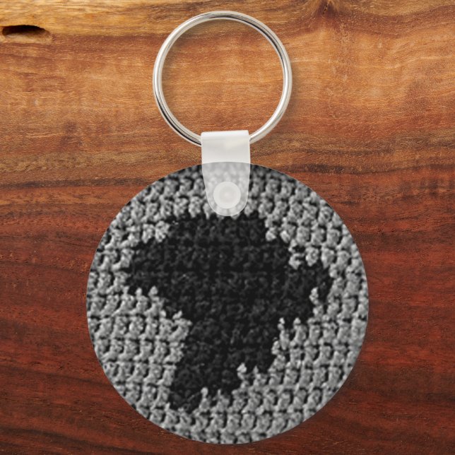Grey and Black Africa Map Unique Crochet Print on Keychain (Front)