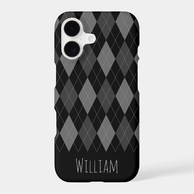 Grey and Black Argyle Pattern iPhone 7/8 Case (Back)