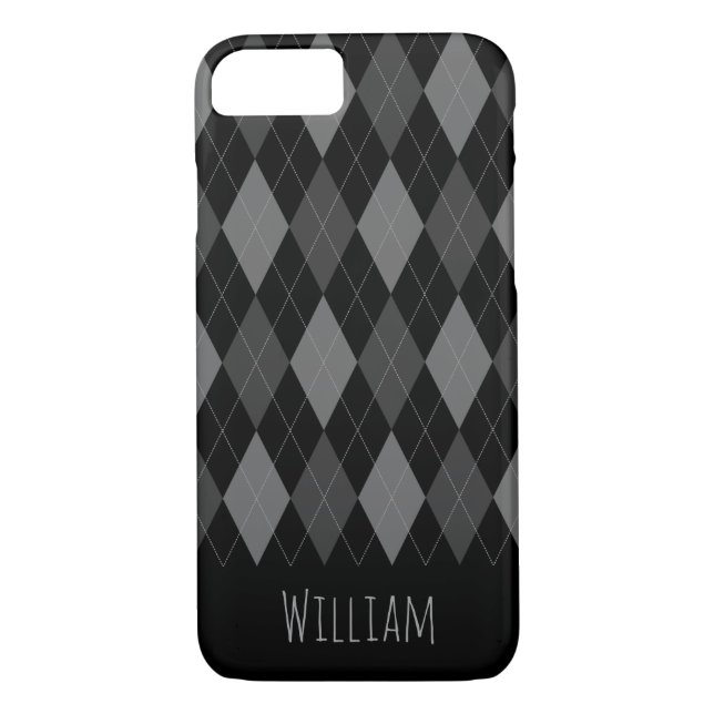 Grey and Black Argyle Pattern iPhone 7/8 Case (Back)