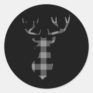 Grey And Black Buffalo Plaid Flannel Christmas Dee Classic Round Sticker