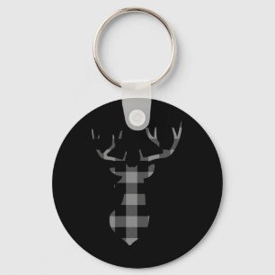 Grey And Black Buffalo Plaid Flannel Christmas Dee Keychain