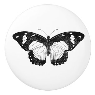 Grey and Black Butterfly Ceramic Knob