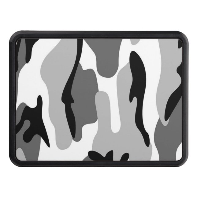 Grey And Black Camouflage Trailer Hitch Cover (Front)