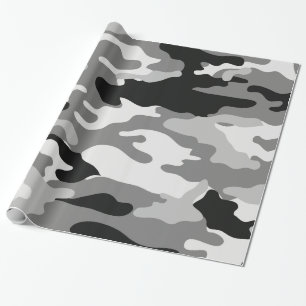 Grey and Black Camouflage Wrapping Paper