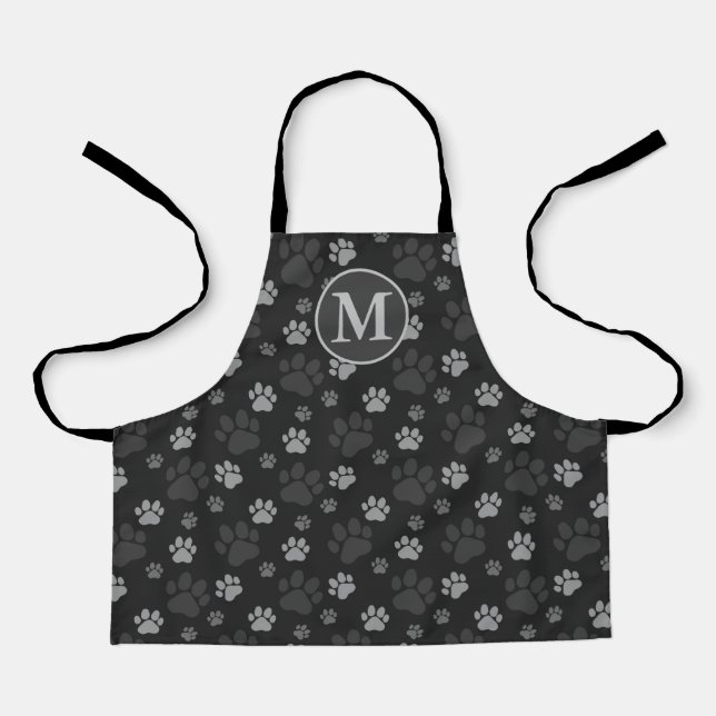 Grey and Black Cat Paw Pattern Apron (Front)