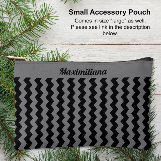 Grey and Black Chevrons - SMALL Accessory Pouch (Small Accessory Pouch - Gray and Black Chevrons by Leapfroglisics Shop)