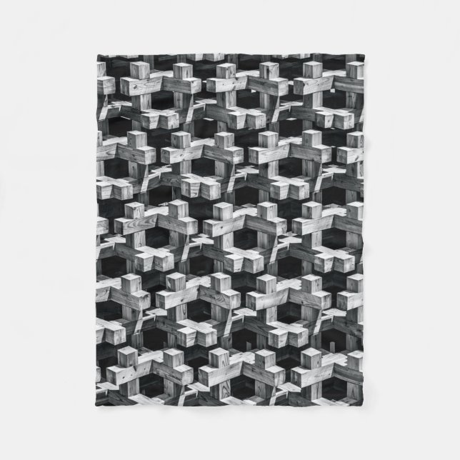 Grey and black cross fleece blanket (Front)