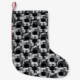 Grey and black cross small christmas stocking