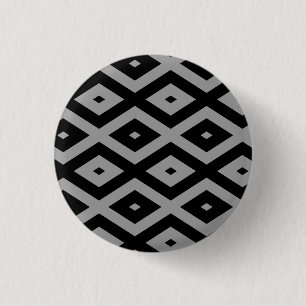 Grey and black diamond pattern 1 inch round button