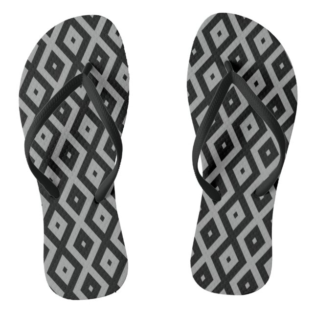 Grey and black diamond pattern flip flops (Footbed)