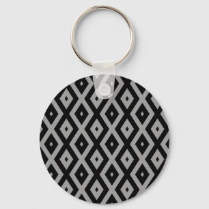 Grey and black diamond pattern keychain
