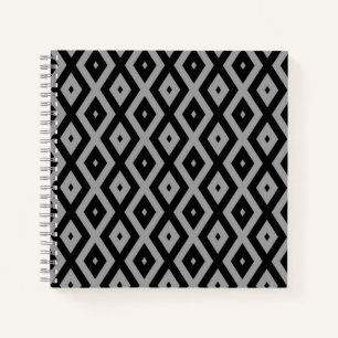 Grey and black diamond pattern notebook