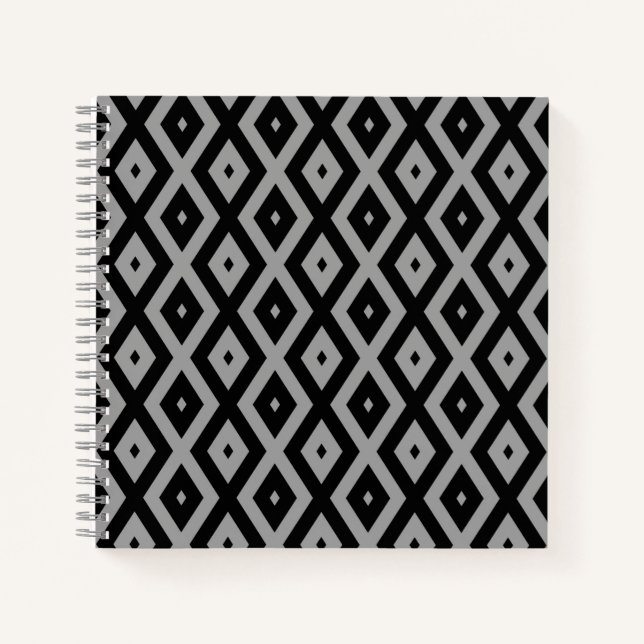 Grey and black diamond pattern notebook (Front)