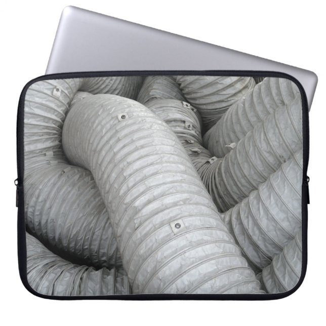 Grey and black fabric sofa laptop sleeve (Front)