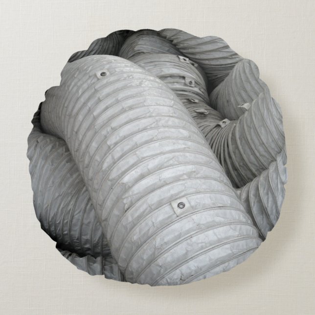 Grey and black fabric sofa round pillow (Front)