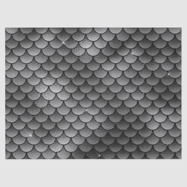 Grey and Black Fish Scales Decoupage Tissue Paper (Front)