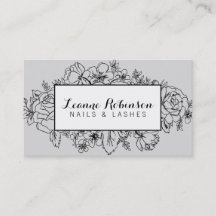 Grey and black floral business card