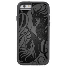 Grey and Black Flying Yin Yang Dragons