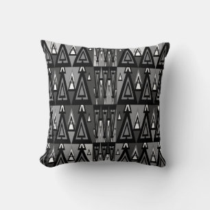 Grey And Black Geometrical Triangle Pattern, Throw Pillow