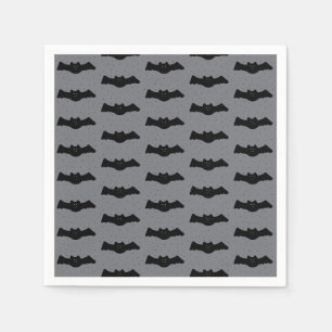 Grey and Black Halloween Bats Napkin