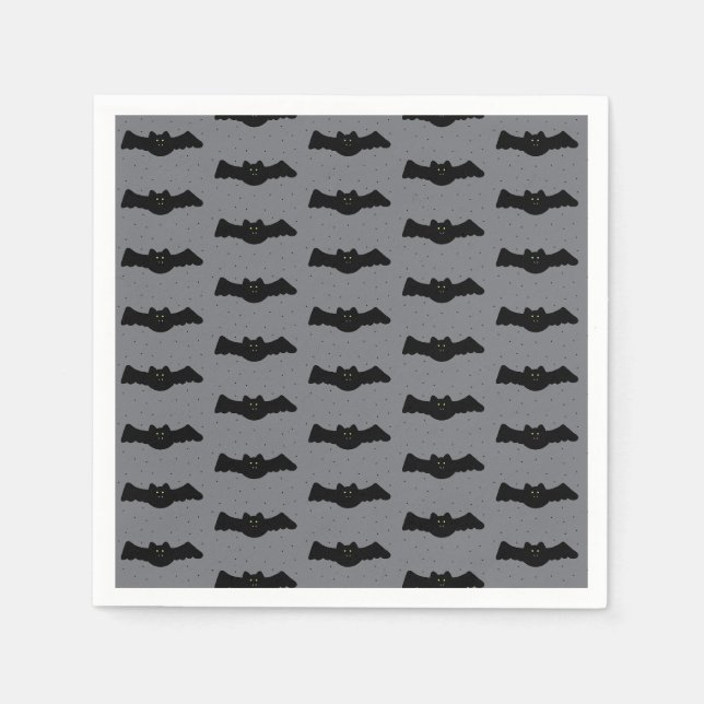 Grey and Black Halloween Bats Napkin (Front)