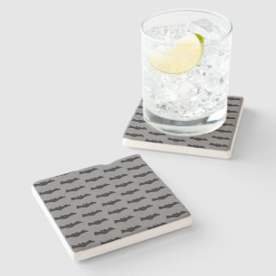 Grey and Black Halloween Bats Stone Coaster