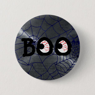 Grey and Black Halloween Boo Eyeballs Button